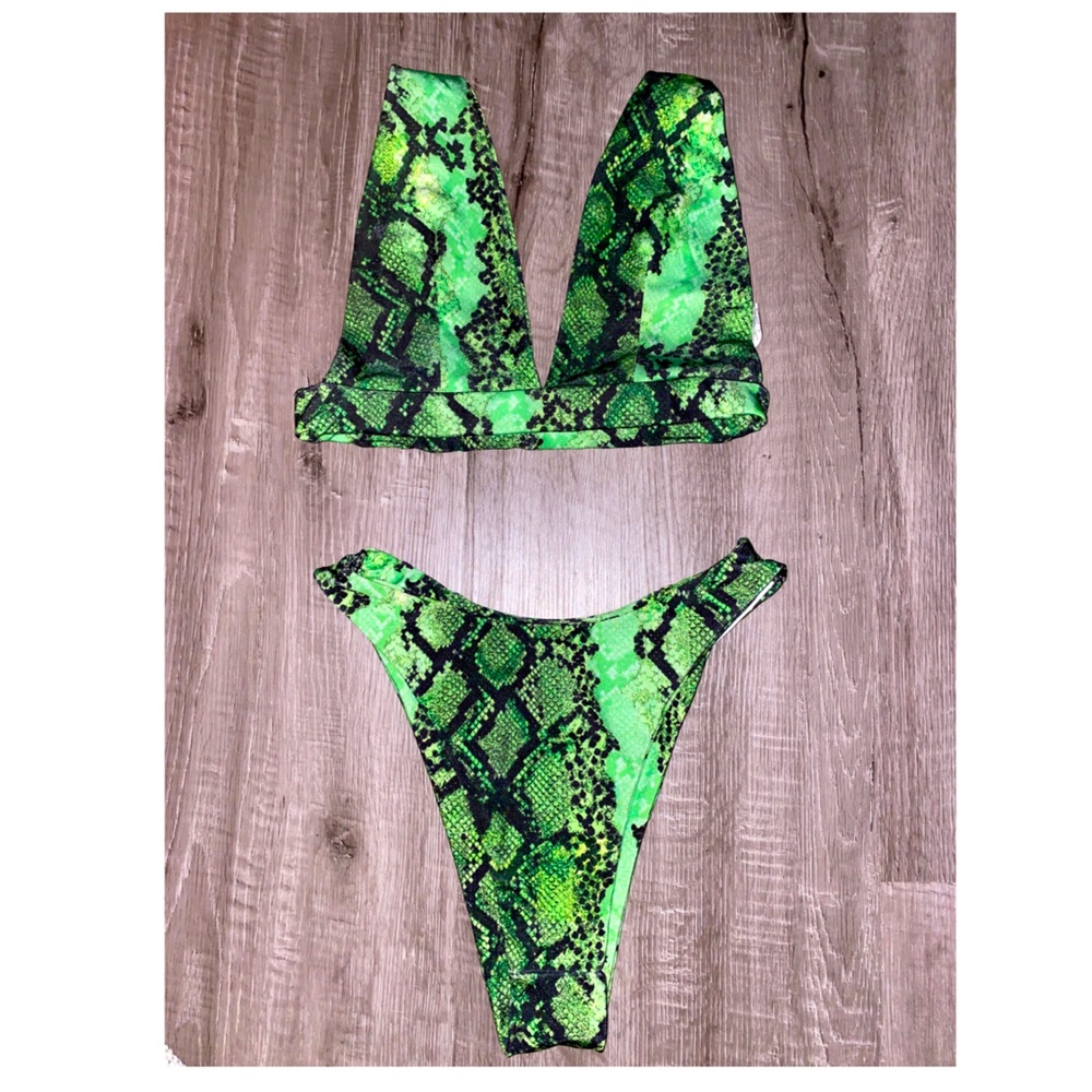 Green snake skin bikini